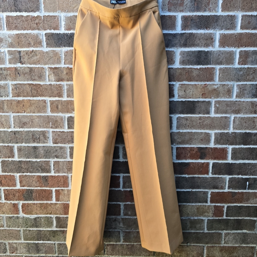 Zara Tan Straight Leg Pants
